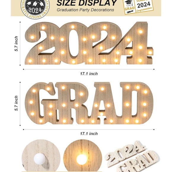 Marquee Light Up Letters "Grad" and "2024" - Picture 3 of 9